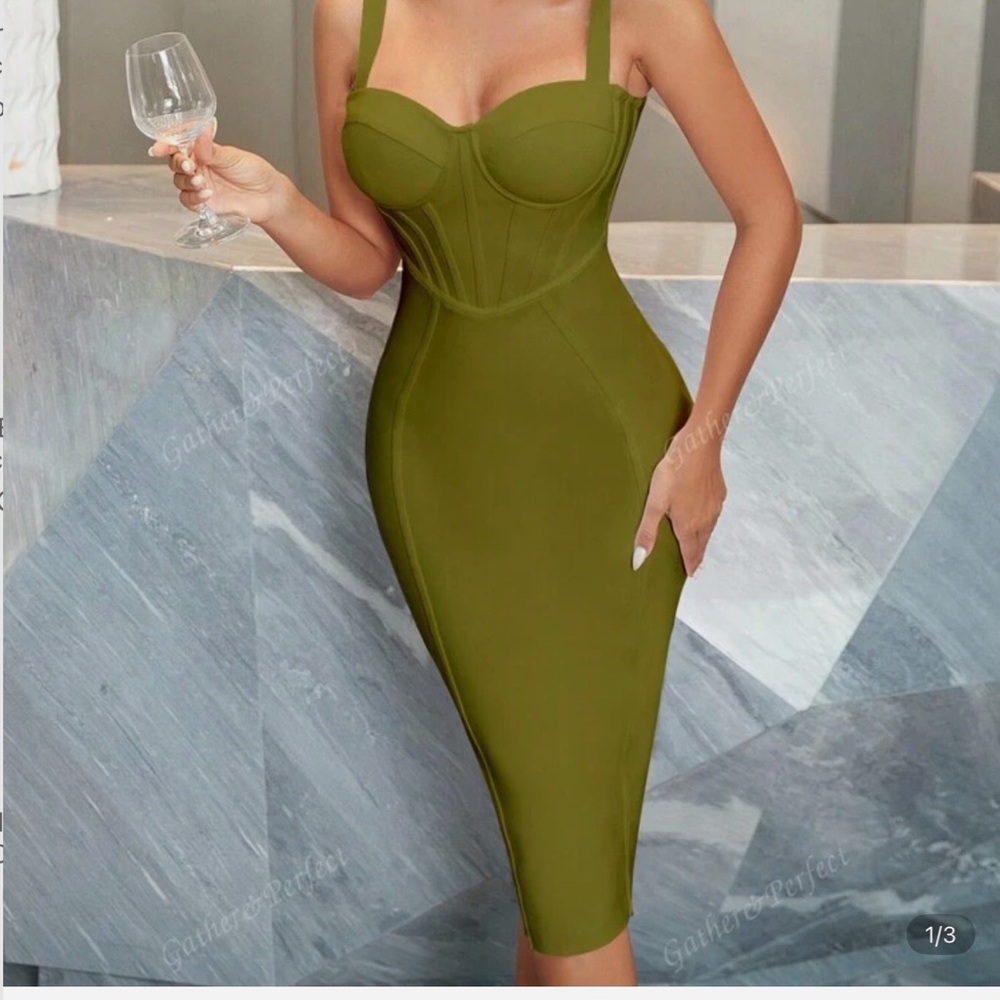 SHEIN Olive Green Bodycon Dress